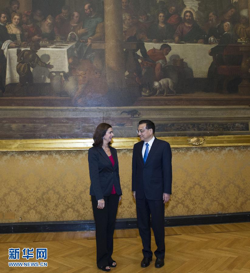 10月15日,，中國國務(wù)院總理李克強在羅馬會見意大利眾議長博爾德里尼,。 新華社記者王曄攝 